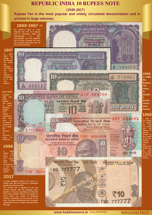 Republic India  Rs. 10  notes (1949-2017) - (Demonetized & Collectible Category)